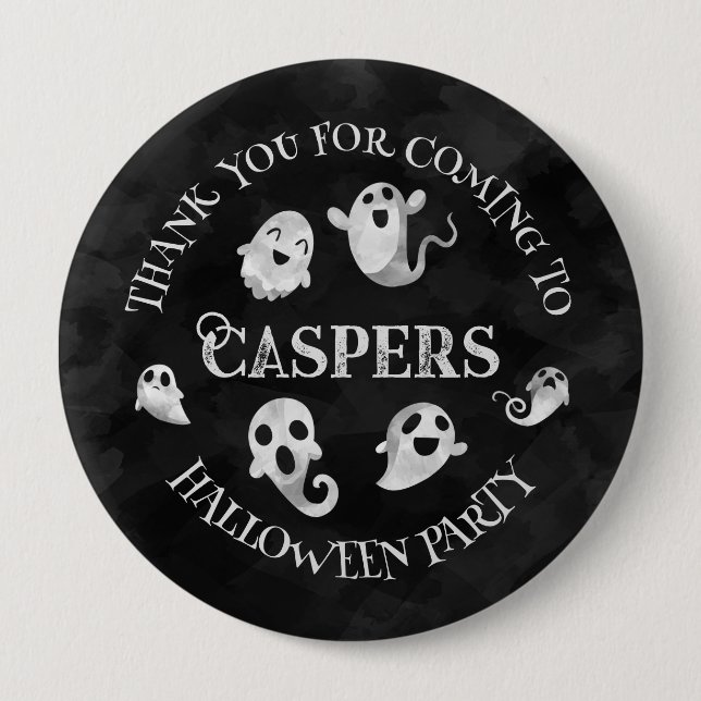 Personalisiert Spooky Ghost Halloween Button-Abzei Button (Vorderseite)