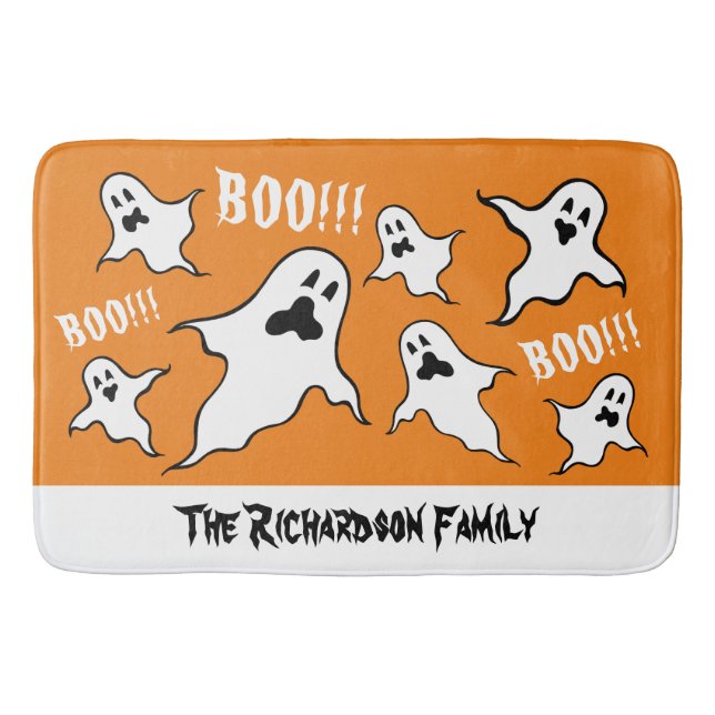 Personalisiert Spooky Halloween Ghosts Bath Mat Badematte (Vorderseite)