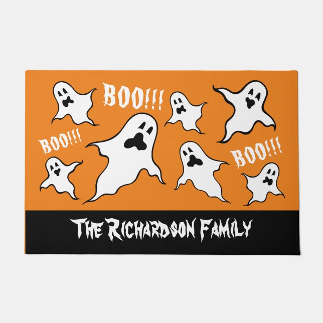 Personalisiert Spooky Halloween Ghosts Doormat Fußmatte (Vorderseite)
