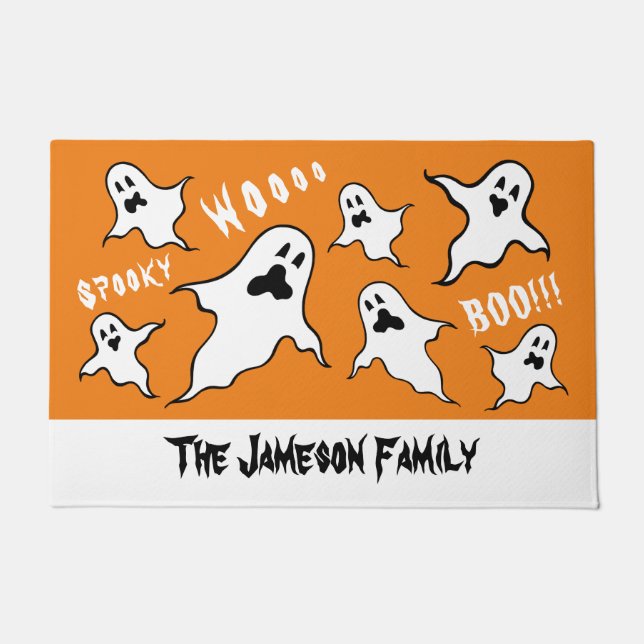 Personalisiert Spooky Halloween Ghosts Doormat Fußmatte (Vorderseite)