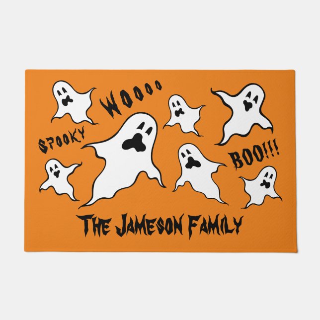 Personalisiert Spooky Halloween Ghosts Doormat Fußmatte (Vorderseite)