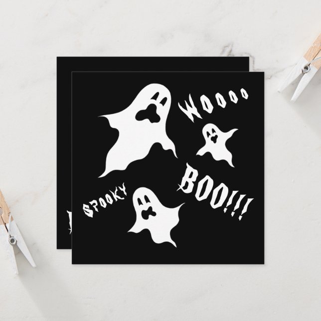 Personalisiert Spooky Halloween Ghosts Einladung (Vorderseite/Rückseite Beispiel)