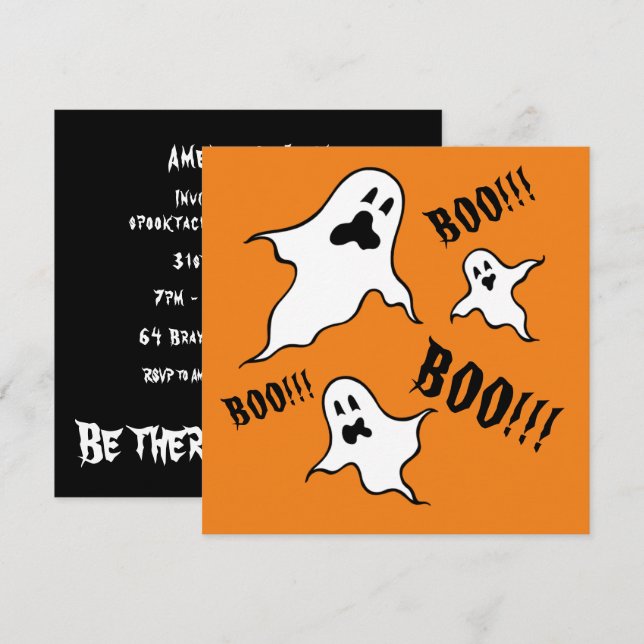 Personalisiert Spooky Halloween Ghosts Einladung (Vorne/Hinten)