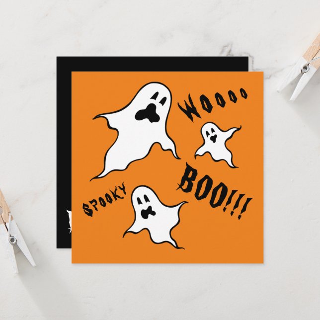 Personalisiert Spooky Halloween Ghosts Einladung (Vorderseite/Rückseite Beispiel)