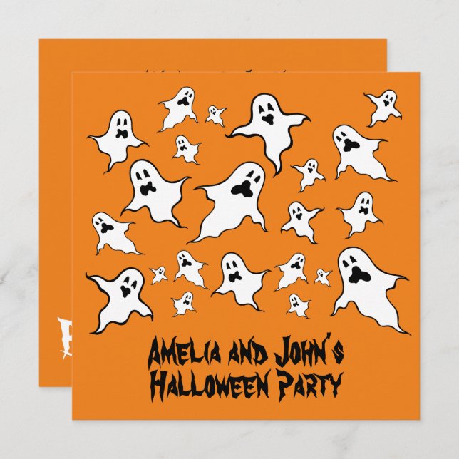 Personalisiert Spooky Halloween Ghosts Party Invit Einladung (Vorne/Hinten)