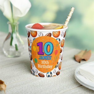 Personalisiert Sports Birthday Paper Cups Pappbecher