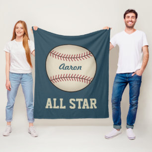 Personalisiert Sports Blue Baseball Blanket Fleecedecke