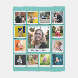 Personalisiert-Square-Fotokassenfamilie Aquamarin Fleecedecke