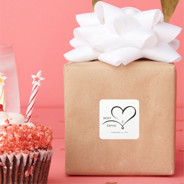 Personalisiert Square Sticker Custom Wedding Desig (Party)