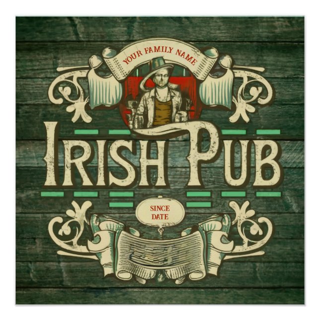 Personalisiert St Patricks Day Funny Irish Pub Poster (Vorderseite)