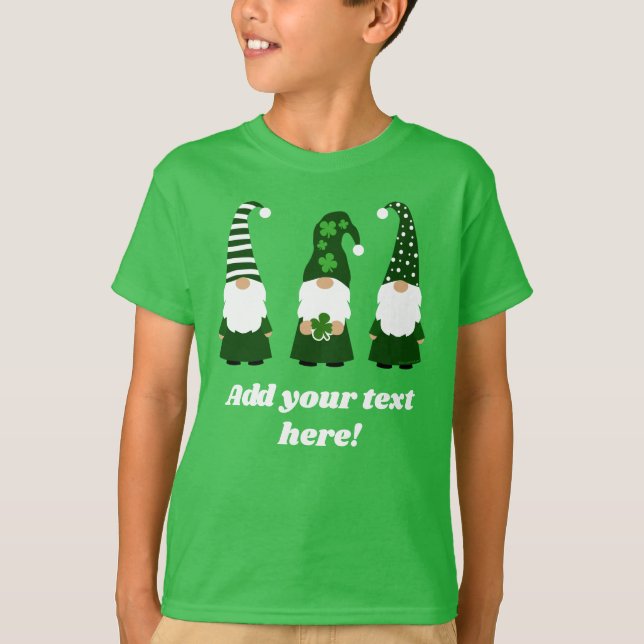 Personalisiert St Patricks Day Gnomes Boy oder Gir T-Shirt (Vorderseite)