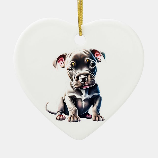 Personalisiert Staffordshire Bull Terrier Puppy Keramik Ornament (Vorne)
