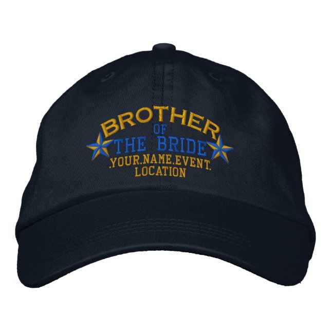 Personalisiert Stars Bruder der Braut Gold Blue Bestickte Kappe (Vorderseite)