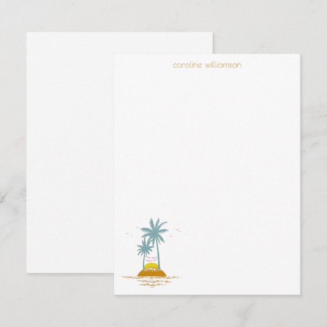 Personalisiert Stationery Beach Lovers Palmen Mitteilungskarte (Vorne/Hinten)