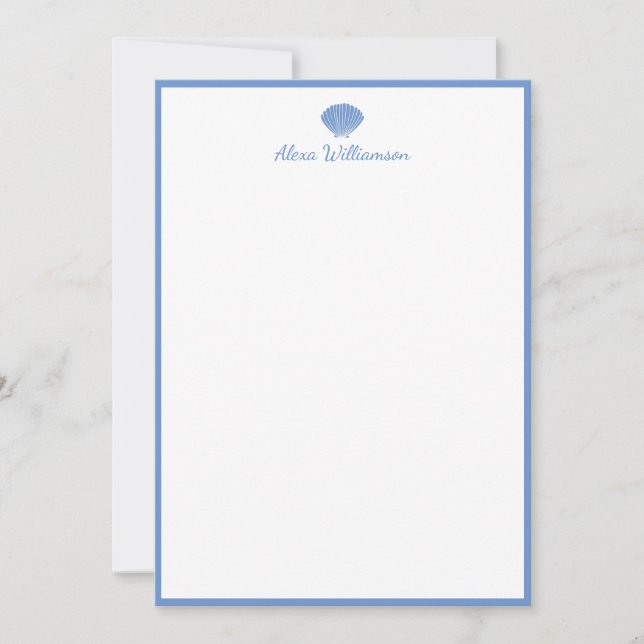 Personalisiert Stationery Classic Blue Seashell Mitteilungskarte (Vorderseite)