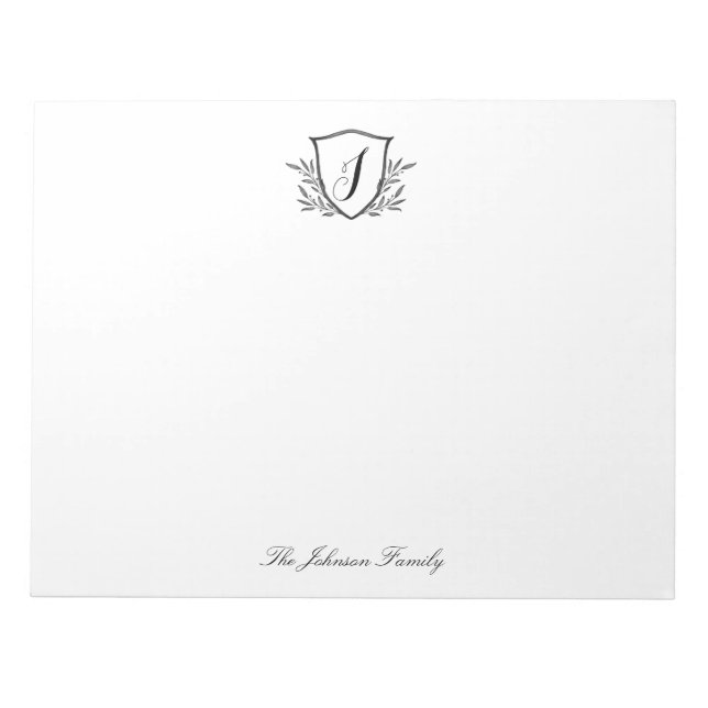 Personalisiert Stationery Monogram Wappen Groß Notizblock (Vorderseite)