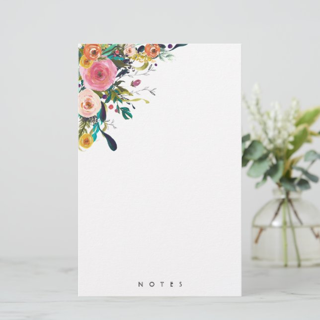 Personalisiert Stationery Multi-Blume Blumenrosa Briefpapier (Stehend Vorderseite)