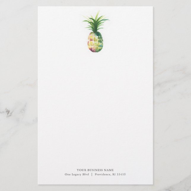 Personalisiert Stationery Wasserfarben Ananas Briefpapier (Vorderseite)