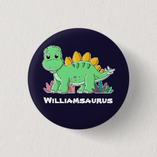 Personalisiert Stegosaurus Dinosaurier Button