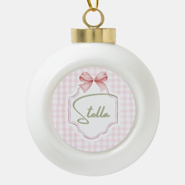 Personalisiert Stella Baby Girl Kinderzimmer Bow&G Keramik Kugel-Ornament (Vorderseite)