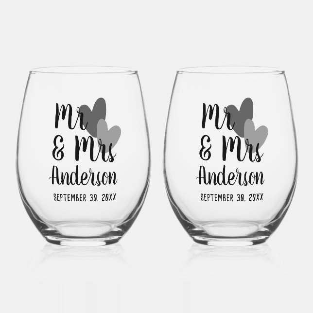 Personalisiert Stemless Wine Glass Set Weinglas Ohne Stiel (Vorderseite)