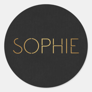 Personalisiert Stencil Schriftart Sophie Gold Blac Runder Aufkleber