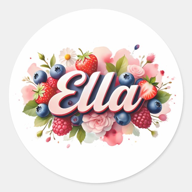 Personalisiert Sticker Ella Berry Floral Design (Vorderseite)