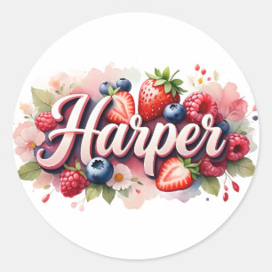 Personalisiert Sticker Harper Berry Floral Design
