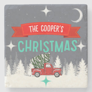 Personalisiert Stone Christmas Tree Untersetzer