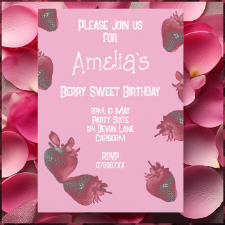 Personalisiert Strawberry Birthday Einladung