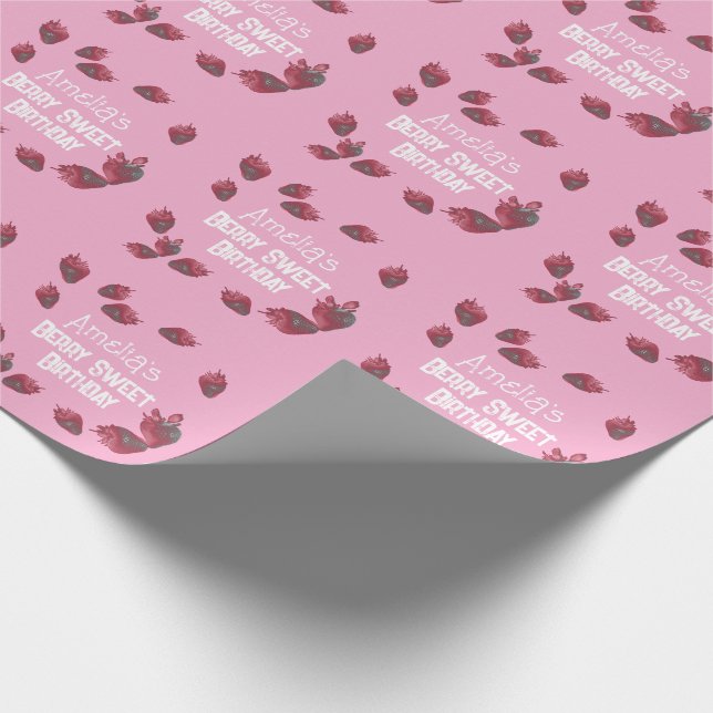 Personalisiert Strawberry Birthday Geschenkpapier (Ecke)