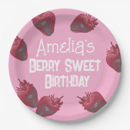 Personalisiert Strawberry Birthday Pappteller