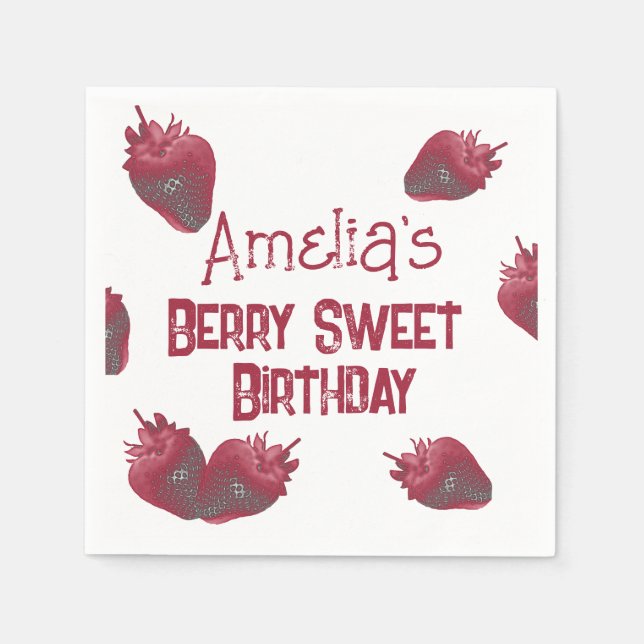 Personalisiert Strawberry Birthday Serviette (Vorderseite)
