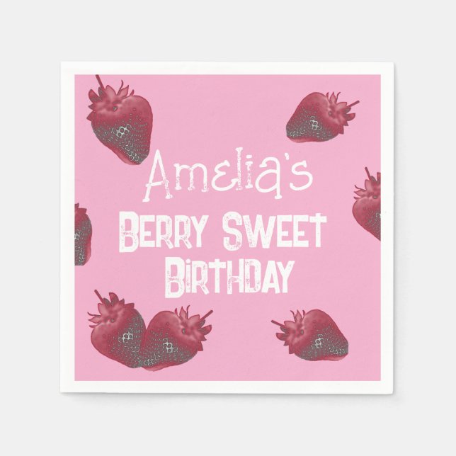 Personalisiert Strawberry Birthday Serviette (Vorderseite)