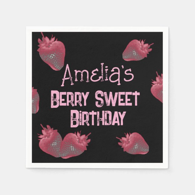 Personalisiert Strawberry Birthday Serviette (Vorderseite)