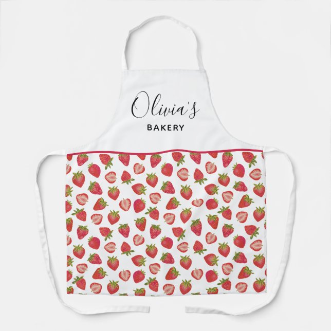 Personalisiert Strawberry Pattern Küche Bäckerei A Schürze (Vorderseite)