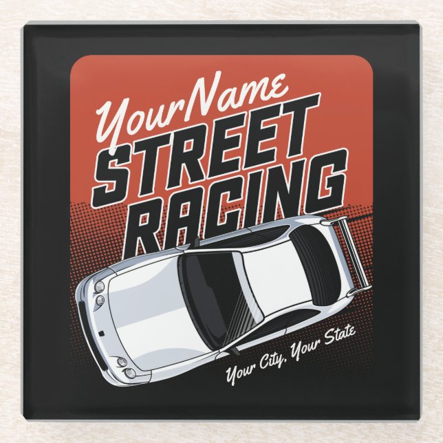 Personalisiert Street Racing Race Auto Motorsport Glasuntersetzer (Vorderseite)
