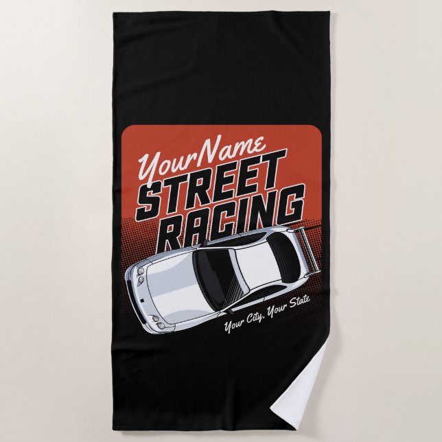 Personalisiert Street Racing Race Car Motorsport  Strandtuch (Vorderseite)