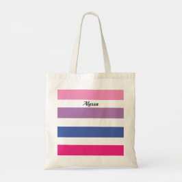 Personalisiert Streifen Rosa Lila Tragetasche