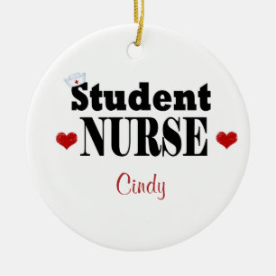Personalisiert Student Krankenhahn und Herz Keramik Ornament