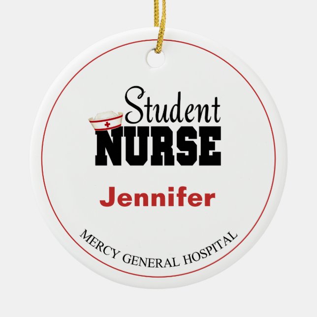 Personalisiert Student Krankenpflege Weihnachten Keramik Ornament (Vorne)