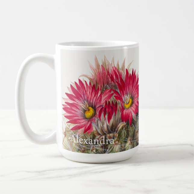 Personalisiert Südwest Rote Blume Cactus Cacti Kaffeetasse (Links)