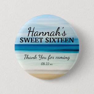 Personalisiert Summer Beach Sweet 16 Danke Button