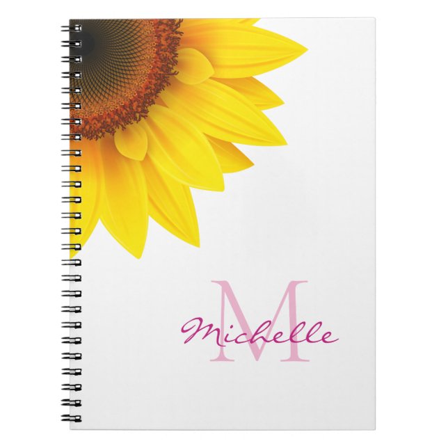 Personalisiert Sunflower Monogram Notizblock (Vorderseite)