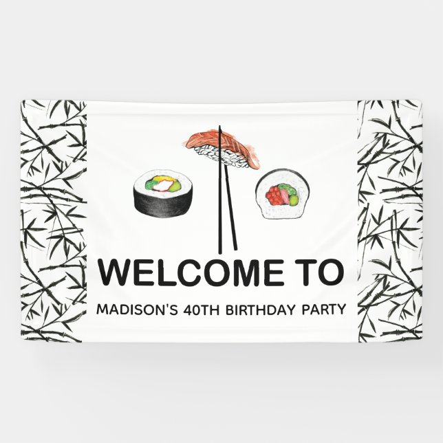 Personalisiert Sushi Birthday Banner (Horizontal)