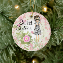 Personalisiert Sweet 16 Cool Girl Blume Weihnachte Keramik Ornament