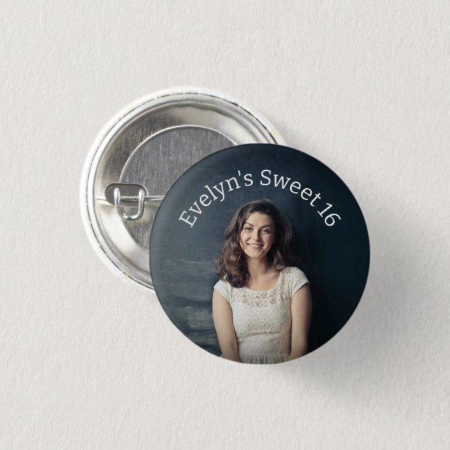 Personalisiert Sweet 16 Foto Button (Vorne & Hinten)