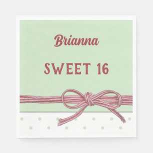 Personalisiert Sweet 16 getickt mit einem Bow Polk Serviette