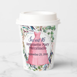 Personalisiert Sweet 16 Paper Cup Hübsch rosa Klei Pappbecher
