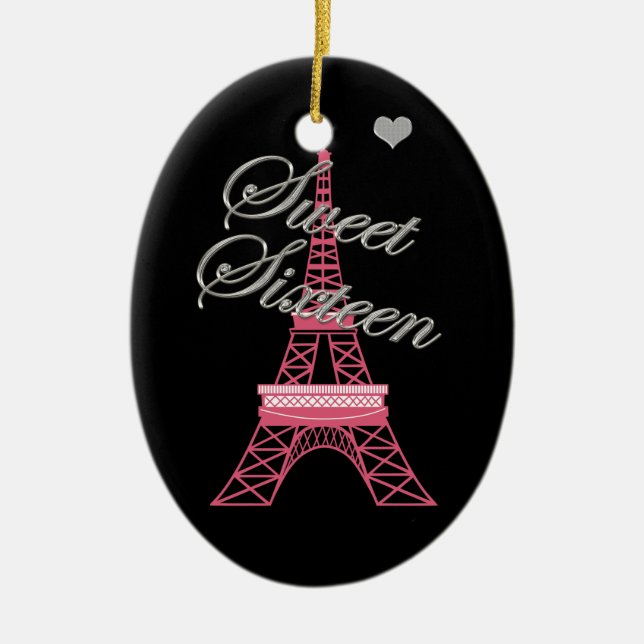 Personalisiert Sweet 16 Paris Eiffelturm Keramik Ornament (Vorne)